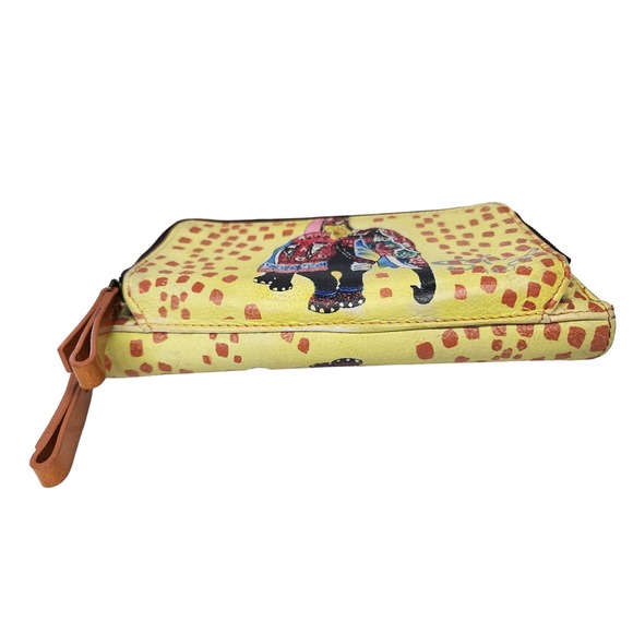 Artistic Expressions by Sharif 1827 VTG Hand Painted Elephant Zip Around Wallet - Picture 10 of 11